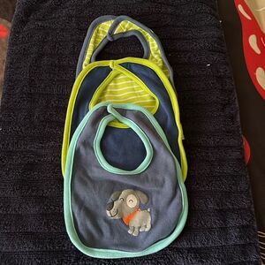 Carter's Baby Bibs Boy Set of 3 Cotton Velcro Closure Drool Feeding Bib Lot